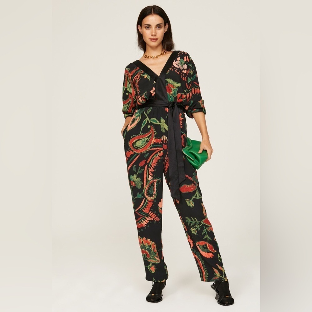 Soemthing navy - floral jumpsuit XS